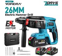 Marteau perforateur rotatif électrique sans balais YOFIDRA 4 modes 26 mm, outil multifonctionnel pour batterie Makita 21V 2xBattery Set-7