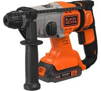 Marteau Perforateur sans fil 18V SDS+ 1,2 Joules Batterie 2Ah BLACK+DECKER BCD900D1S-QW Eclairage LED Sac Souple B+D