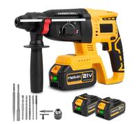 Marteau perforateur sans fil à moteur sans balais, énergie de frappe de 2,7 J, perceuse à percussion sans fil SDS-plus avec 2 batteries et 10 accessoires