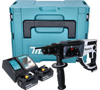 Marteau perforateur sans fil Makita DHR 202 RTJW 18 V 20 mm 2,0 J blanc + 2 batteries 5,0 Ah + chargeur + Makpac