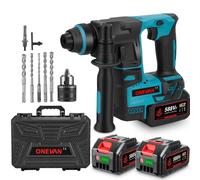 Marteau perforateur sans fil Marteau perforateur à percussion SDS-Plus sans balais avec 2x batteries, 8x kit d'accessoires Perçage au marteau pour béton, maçonnerie, murs