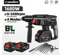Marteau perforateur sans fil - Marteau rotatif - Moteur sans balais - Batterie 18 V incluse - Sans fil et rechargeable - Diamètre de perçage max. 26 mm - Prise UE - Rouge