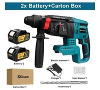 Marteau perforateur - sans fil, sans balais - 1680 W - 26 mm - système 18 V - avec 2 batteries, carton - bleu