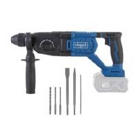 Marteau perforateur sans fil Scheppach BC-DH290-X - 20 V IXES | Énergie de frappe de 2,8 J | Jusqu'à 4 500 coups/minute | SDS-Plus | Poignée supplémentaire à 360° | Fonction anti-rebond | Poignée ergo