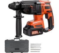Marteau perforateur sans fil - SDS-Plus - Moteur sans balais - Li-Ion 20 V - Capacité de perçage 28 mm - Quatre fonctions - Fréquence de frappe 5 300 coups/min - Kit comprenant une batterie, un charge