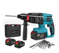 Marteau perforateur sans fil - YOFIDRA - 650W - SDS Plus - 2x1.5Ah - 10 accessoires