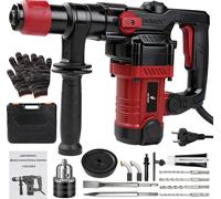 Marteau perforateur SDS-Plus 1300 W avec une énergie de frappe de 6 joules – 4 fonctions : perçage, burinage, perçage à percussion et rainurage – 6 vitesses (0-920 tr/min) – poignée anti-vibrations et