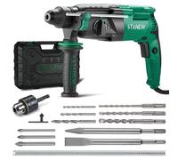 Marteau perforateur STANEW 950 W avec câble, système SDS-Plus et 16 accessoires, 0–1 150 tr/min / 5 100 coups/min, perceuse à percussion à 4 fonctions avec embrayage de sécurité