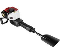 Marteau piqueur à essence - 52 cm³ 2 temps - puissance 1900 W - monocylindre refroidi par air - réservoir 1,1 l - mélange carburant 25:1 - 2100-6500 tr/min - rouge