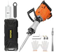 Marteau piqueur électrique d'une puissance de 2600 W, cadence de frappe de 1800 coups par minute, marteau piqueur haute performance, burin plat et burin pointu de 40,7 cm, marteau perforateur de 40 jo
