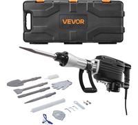 Marteau piqueur électrique VEVOR 2800 W, marteau pneumatique 1200 BPM avec 3 burins, une pelle à argile, des gants et des lunettes de protection, pour murs en béton, briques, carrelages, fondations, n