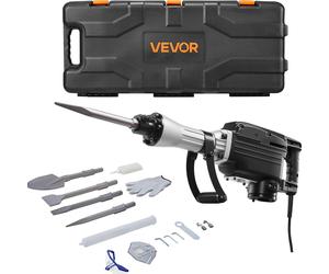 Marteau piqueur électrique VEVOR 2800 W, marteau pneumatique 1200 BPM avec 3 burins, une pelle à argile, des gants et des lunettes de protection, pour murs en béton, briques, carrelages, fondations, n