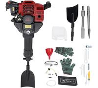 Marteau-piqueur essence 52cc, 1,9 kW, 2 temps, avec pelle et 3 burins. Machine de terrassement, fraiseuse pour trancher la terre, incluant des gants et des lunettes de protection. Vitesse de 55 tours 