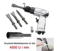 Marteau-pistolet pneumatique - Burineur pneumatique - Diamètre : 0,635 cm - Longueur : 15 cm - Design droit - Utilisation manuelle - Livré avec 4 burins