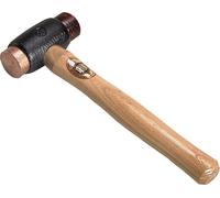 Marteau THOR avec inserts en cuivre rouge et peau brute, rond | diamètre 70 mm | poids 5150 grammes | avec manche en bois