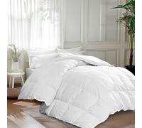 Martha Stewart Couette hypoallergénique en Fibre de Coton et Plumes d'oie, pour Grand lit, Collection hôtelière, 1,644 g, Chaleur Moyenne, 228,6 x 228,6 cm, Blanc