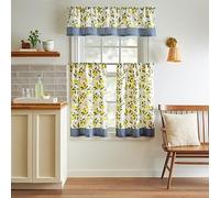 Martha Stewart Lemons Ensemble de 3 Rideaux de fenêtre avec cantonnière et étages, Jaune