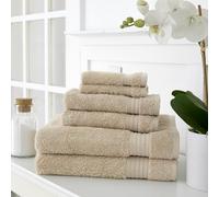 Martha Stewart Lot de 6 Serviettes de Bain en Coton égyptien, 2 Serviettes de Bain, 2 essuie-Mains, 2 débarbouillettes, absorbantes, Essentiels de Salle de Bain, huître