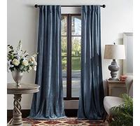Martha Stewart Naples Paire de Rideaux de fenêtre en Chenille avec Pattes arrières, 84, Bleu Marine