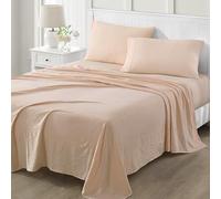 Martha Stewart Parure de draps 4 pièces en Microfibre Ultra Douce brossée et lavée, Facile d’Entretien, Poche Jusqu’à 40 cm, 16 Drap Plat, 1 Drap-Housse, 2 taies d'oreiller, Grand lit, Rose pâle