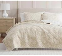 Martha Stewart Parure de lit 3 pièces en mélange de Coton Naturel, Incroyablement Doux avec des Fibres évacuant l'humidité, taies d'oreiller Assorties réversibles de Poids Moyen, Branches superposées