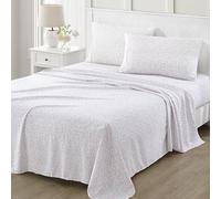 Martha Stewart Parure de lit 4 pièces en Microfibre délavée, Ultra Douce, en Microfibre délavée, 1 Drap Plat, 1 Drap-Housse, 2 taies d'oreiller Standard