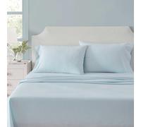 Martha Stewart - Parure de lit pour lit Double, draps rafraîchissants et ajustés avec Une Sensation légère en Percale de Coton naturellement Lisse, draps de lit avec taies d'oreiller et Drap-Housse