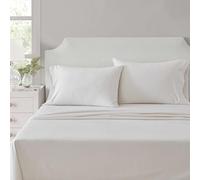 Martha Stewart - Parure de lit pour lit Double, draps rafraîchissants et ajustés avec Une Sensation légère en Percale de Coton naturellement Lisse, draps de lit avec taies d'oreiller et Drap-Housse