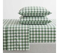 Martha Stewart - Parure de lit pour lit Simple, draps Nets et sur Mesure avec Une Sensation légère en Percale de Coton naturellement Lisse, draps de lit avec taie d'oreiller Assortie (Madison Vichy