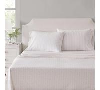 Martha Stewart - Parure de lit pour très Grand lit, draps rafraîchissants et ajustés en Percale de Coton naturellement Lisse au Toucher léger, draps de lit avec taies d'oreiller et Drap-Housse