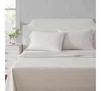 Martha Stewart - Parure de lit pour très Grand lit, draps rafraîchissants et ajustés en Percale de Coton naturellement Lisse, Sensation légère, draps de lit avec taies d'oreiller et Drap-Housse