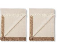 Martina Home Foulard Polyvalent Spiga, 80% Coton, 20% Polyester, Brut/Beige 260L x 180W (Lot de 2)