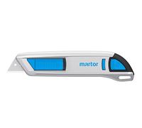 MARTOR SECUNORM 500 Cutter de Sécurité, Rétraction Lame, Aluminium, 19 mm | Cutter, curseur double, manche alu, lame arrondie, 19 mm profondeur, carton, film, adhésif. No. 50000410.02