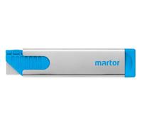 MARTOR SECUNORM HANDY Cutter de Sécurité, Inox, Rétraction Lame | Cutter, curseur double, manche acier inox., lame 4 positions, carton, film, adhésif, sacs. No. 444.02