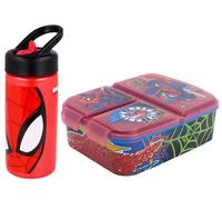 MARUKATSU Set de sandwich multiple pour enfant et bouteille scolaire - Pack design coloré | Sac à dos scolaire garçon fille de 3 à 8 ans | Matériel scolaire Set de déjeuner (Spiderman)