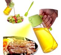 MARUKO 470ml/16,5oz Spray Huile Cuisine, Pulvérisateur D'huile 2 en 1, Bouteille de Distributeur D'huile D'olive avec Pinceau en Silicone pour La Cuisine, Salade, Friture, Barbecue (Vert)
