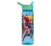 Marvel Avengers Kids Gourde pour enfant avec couvercle rabattable, paille intégrée et poignée de transport Bleu 600 ml