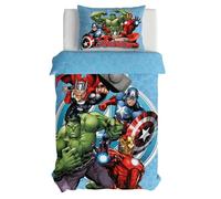 Marvel Avengers Parure de lit Enfant | Housse de Couette 140x200 cm + taie d’Oreiller 50x70 cm, 100% Coton | Parure Douce et Respirante pour Enfants | Design Officiel Avengers Super-héros