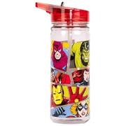 Marvel Bouteille en plastique Spiderman avec paille sans BPA, 580 ml, bouteille d'eau scolaire pour garçons, 100% étanche, bouteille de super-héros durable (Rouge)