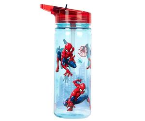 Marvel Bouteille en plastique Spiderman avec paille sans BPA, 580 ml, bouteille d'eau scolaire pour garçons, 100% étanche, bouteille de super-héros durable