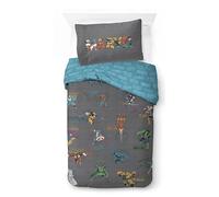Marvel Comics Parure de Lit Housse de Couette et Taie d'oreiller, Gris | 137x200/50x70 cm, 2 pièces, Produit officiel, 100% coton, réversible, respirant, fermeture à boutons, chambre enfant, lavable