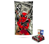 Marvel Deadpool Lot de serviettes de plage en microfibre de 101,6 x 182,9 cm, autocollants et serviette de plage Deadpool pour enfants, adultes
