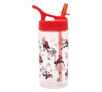 Marvel Spiderman - Bouteilles d'eau pour enfants avec paille - 400 ml sans BPA - Gourde Spider-Man avec poignée de transport - Bouteille d'eau d'école avec paille amovible, rouge