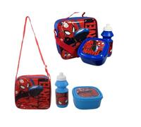 Marvel Spiderman Ensemble de 3 boîtes à déjeuner avec sac à déjeuner isotherme, récipient alimentaire et bouteille d'eau de sport - Ensemble repas scolaire Spider-Man pour enfants
