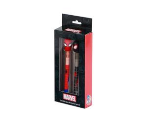Marvel Spiderman Peter-Pack de Crayon Éternel + Stylo Gel Effaçable, Noir, 14 x 23 cm