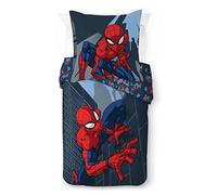 Marvel Spiderman Rues de la Ville, Parure de lit Enfant 140x200 cm, 100% Coton, lit 1 Personne - Comprend 1 Housse de Couette 140x200 cm, & 1 taie d'oreiller 80x80 cm