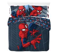 Marvel Spiderman Rues de la Ville, Parure de lit Enfant 200x200 cm, 100% Coton, lit 2 Places - Comprend 1 Housse de Couette 200x200 cm, & 2 taies d'oreiller 50x70 cm