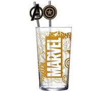 Marvel - Verre tumbler avec pailles métal Logo Marvel & Avengers 485 ml