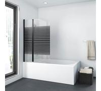 Marwell Black Lines - Pare-douche pour baignoire - 100 x 140 cm - En 2 parties - Pliable - Noir mat - Pare-douche en verre de sécurité simple de 4 mm d'épaisseur