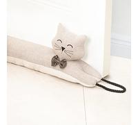 Marwood - Boudin de Porte décoratif de 91,4 cm pour Porte et fenêtre, bloqueur de Courants d’air lesté pour Bas de Porte avec Boucles de Suspension - Chat Kaki